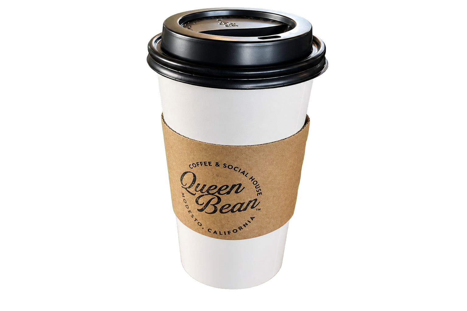 A Queen Bean branded to-go cup